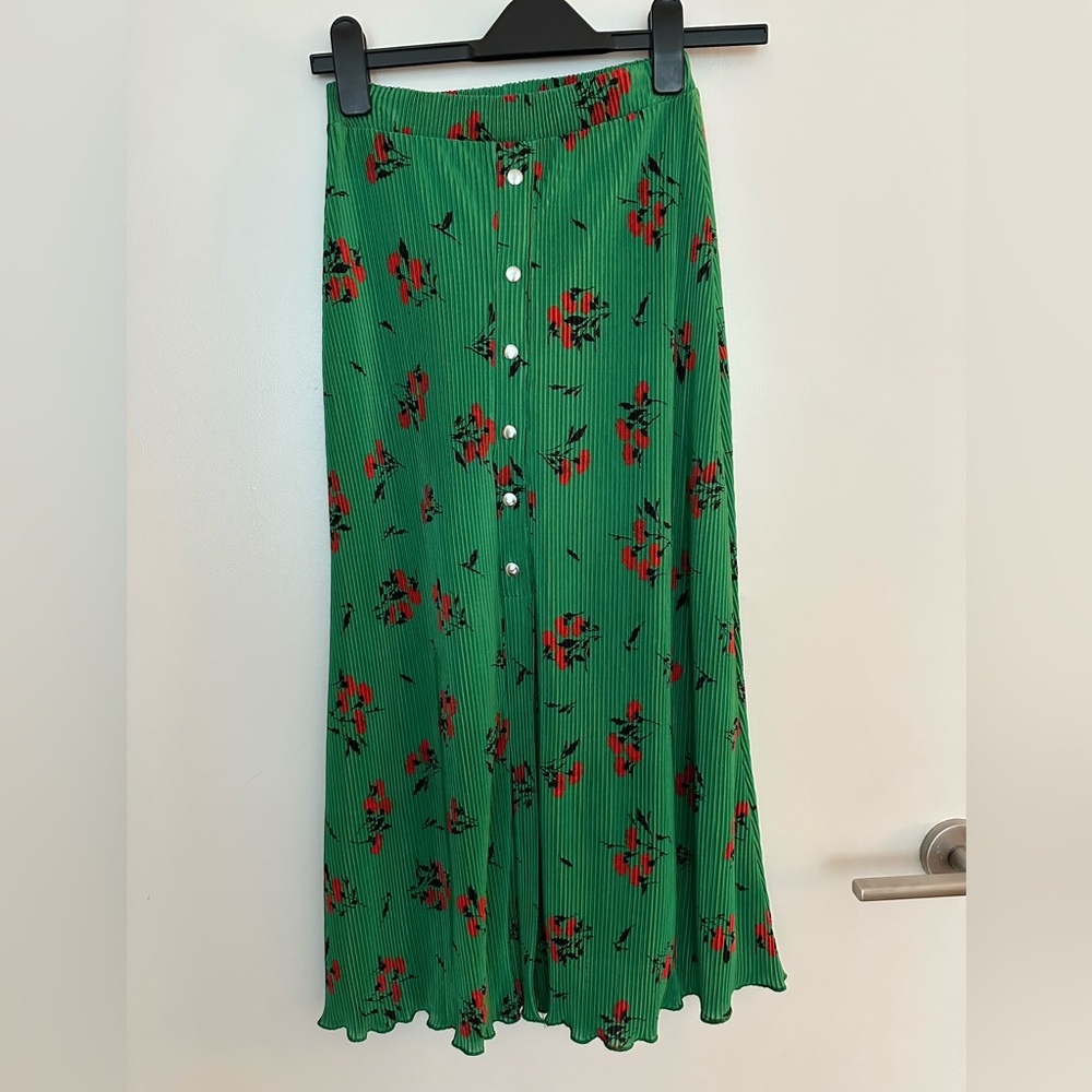 ASOS Green Floral Midi Skirt